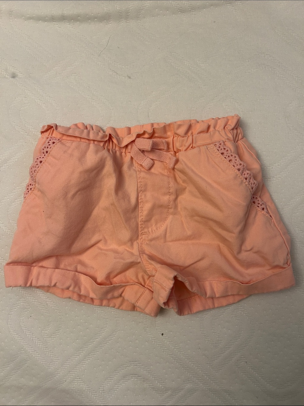 OshKosh B'gosh Peach Lace-Trim High-Waist Girls Shorts